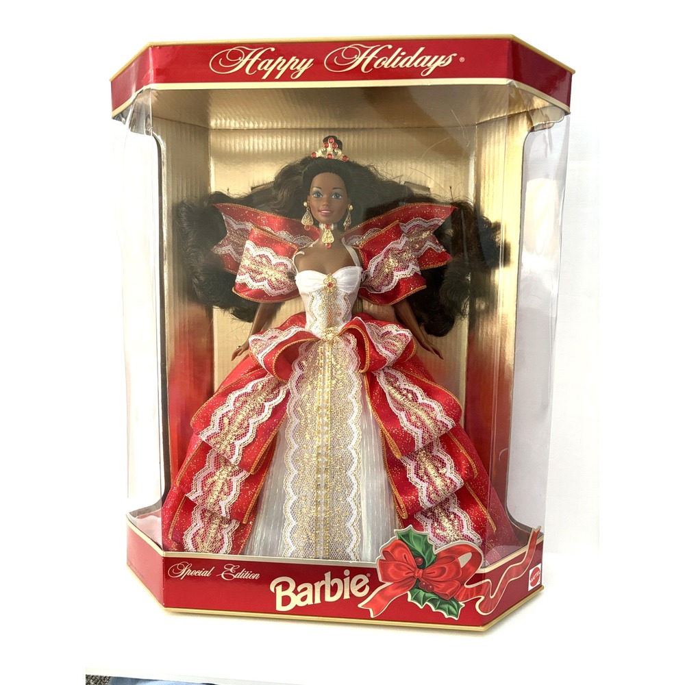 Barbie 1997 10th Anniversary Happy Holidays African American Doll Christmas